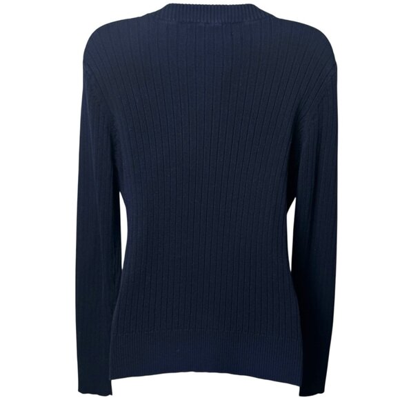 Lauren Jeans Company Navy Classic Ribbed V-Neck Henley Old Money Cabin Cozy L - Picture 5 of 10